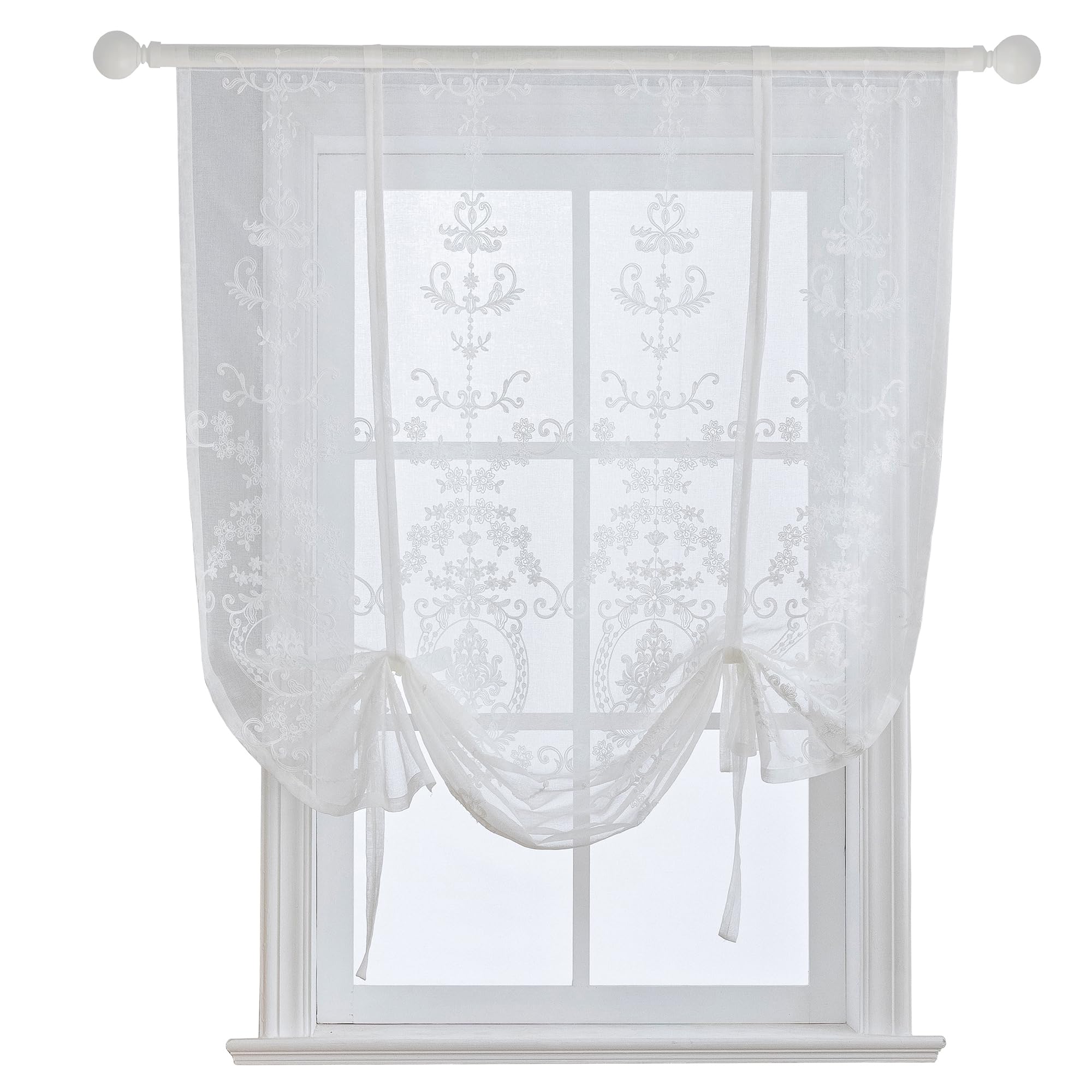 Homeyho Roman Curtains For Kitchen Windows Sheer Curtain For Bed Semi Sheer Curtain Floral Curtains Tie Up Embroidery Curtains F
