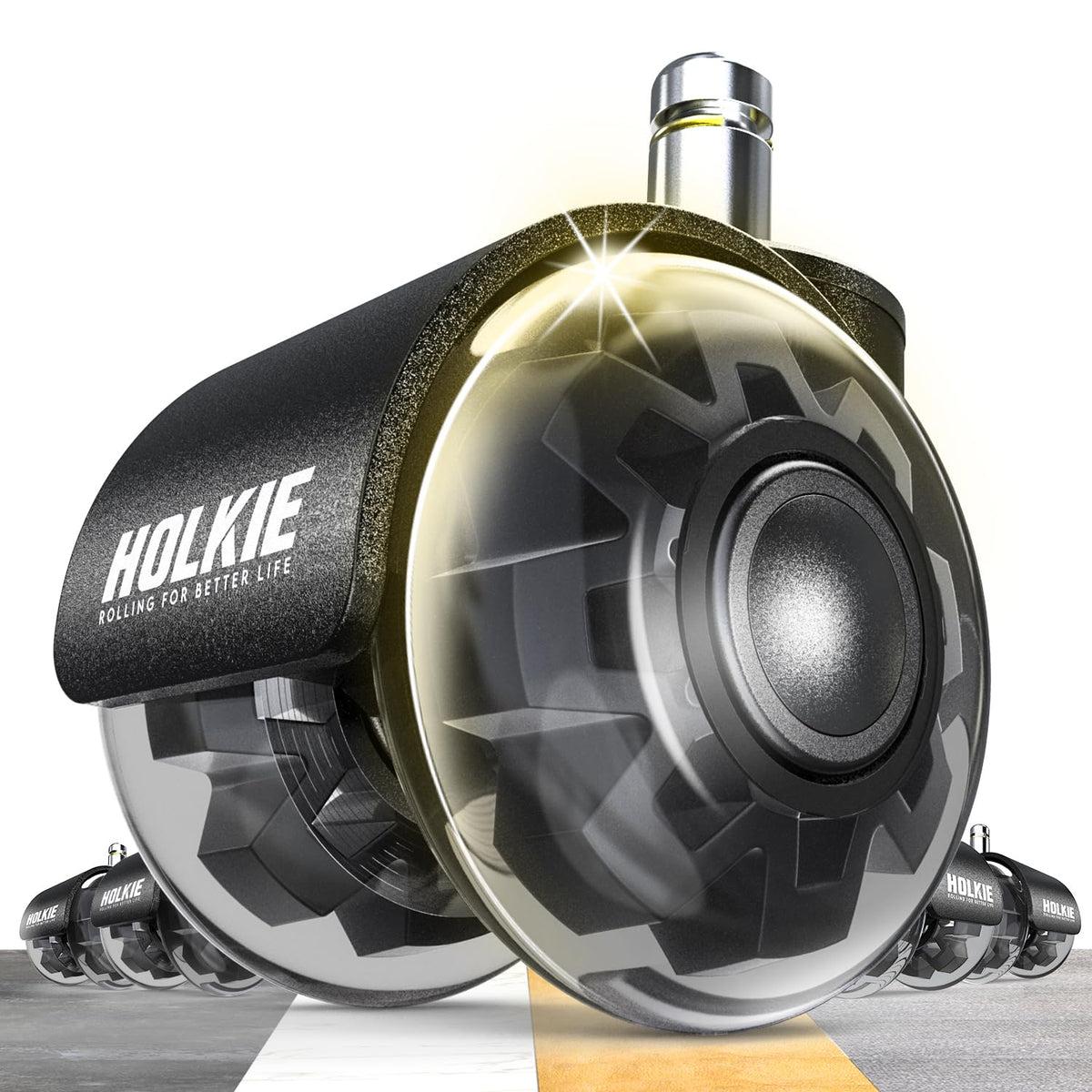 Holkie Office Chair Wheels 10X22Mm 1Kea Only Casters 2 Inch Replacement, Black Dual Rubber Smooth & Quiet Rolling Casters Wheels