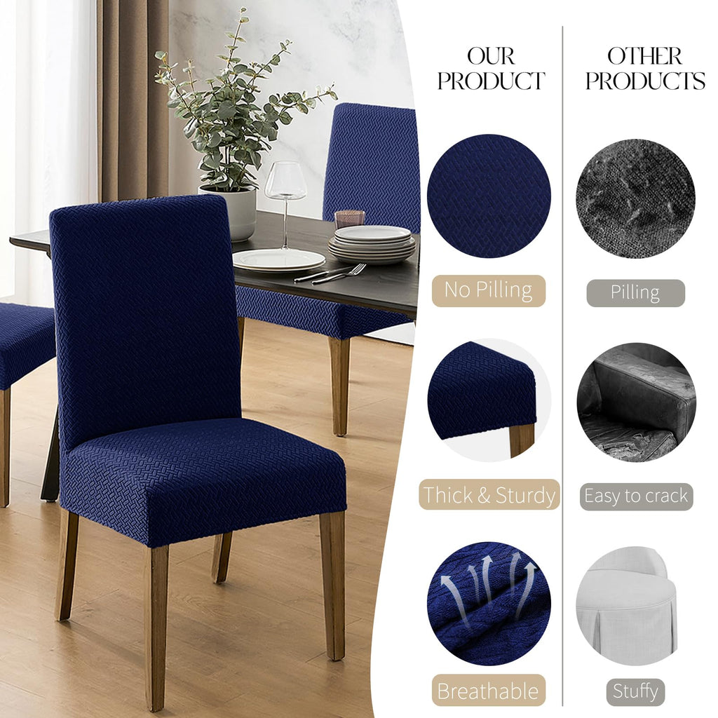 Mosayt 100% Waterproof Dining Room Chair Covers Set Of 4, Super Fit Stretch Jacquard Parson Chairs Slipcovers Removable Washable