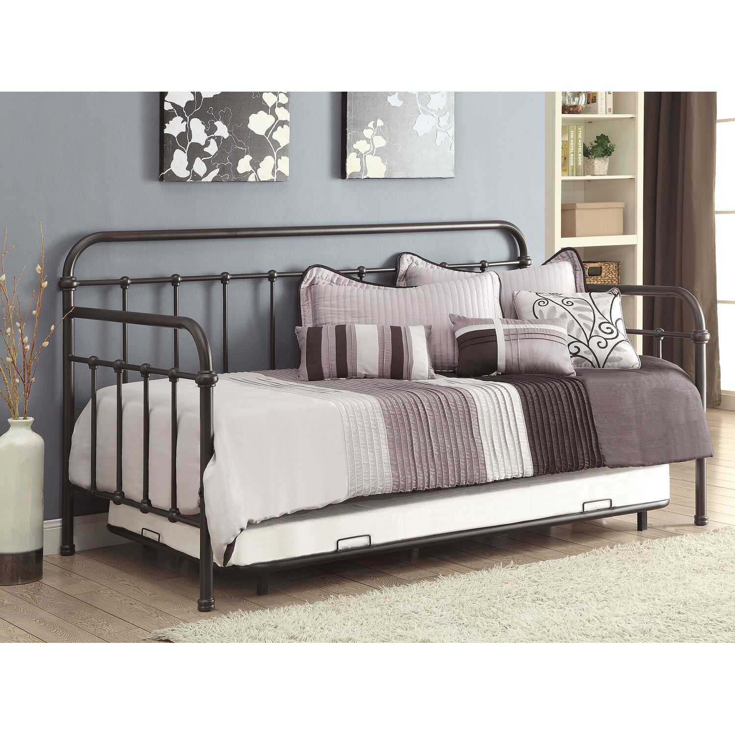 Coaster Home Furnishings Daybed with Trundle and Metal Frame Dark Bronze 300398