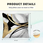 Supwhd Black White And Gold Pillow Covers, Abstract Black And Gold Pillow Covers 24X24 Set Of 2, Modern Boho Home Decor, Black A