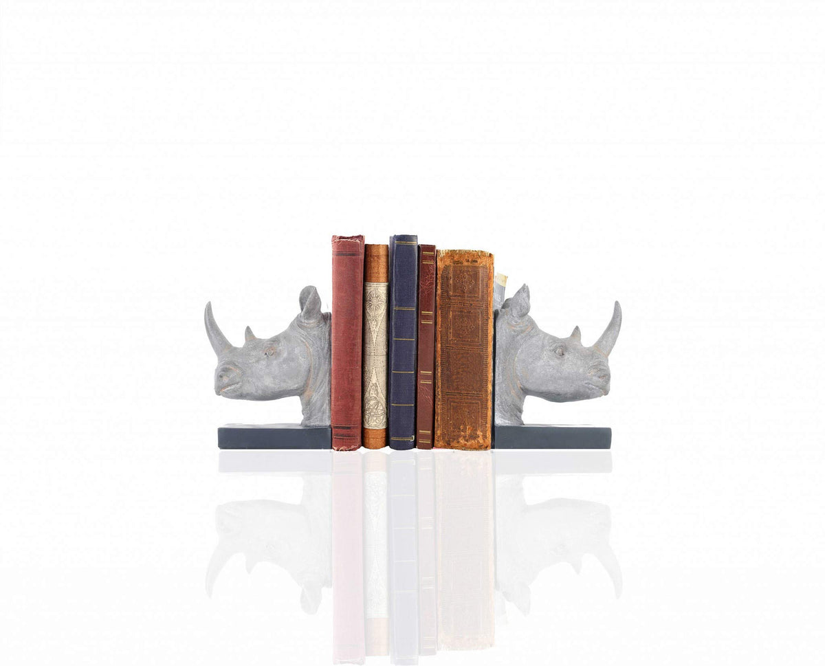 HomeRoots Multiple Colors Resin 6' x 6.5' x 8' Rhino Head Bookend Set of 2