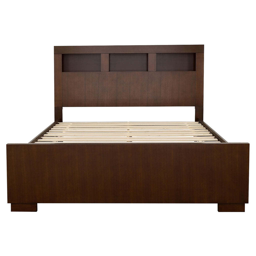Coaster Home Furnishings Jessica Contemporary Wood Eastern King Size LED Storage Bookcase Bed Frame Platform Bed 47-inch Headboard Cappuccino 200719KE