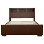 Coaster Home Furnishings Jessica Contemporary Wood Eastern King Size LED Storage Bookcase Bed Frame Platform Bed 47-inch Headboard Cappuccino 200719KE