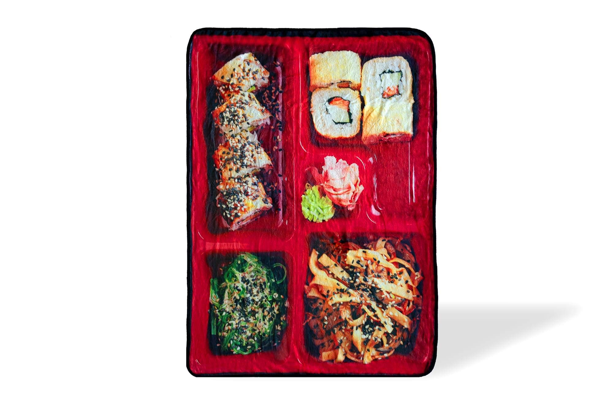 Japanese Bento Box Large Fleece Throw Blanket | Decorative Throw Blanket Features Detailed Images Of Food | Collectible Japanese