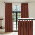 Capaloca Terracotta Linen Pinch Pleated Curtains Blackout 100% Black Out Curtains 96 Inches Long 2 Panels Pinch Pleat Curtains W