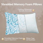 Smilereve Pillows King Size Set Of 2 Cooling Memory Foam Pillows For Sleeping Adjustable Firm Pillow For Back And Side Sleeper