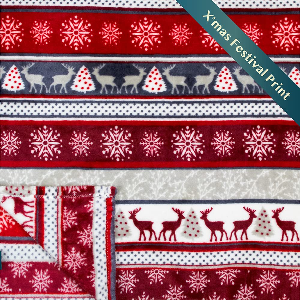 Pavilia Christmas Throw Blanket | Holiday Christmas Reindeer Snowflakes Fleece Blanket | Soft, Plush, Warm Winter Cabin Throw, 5