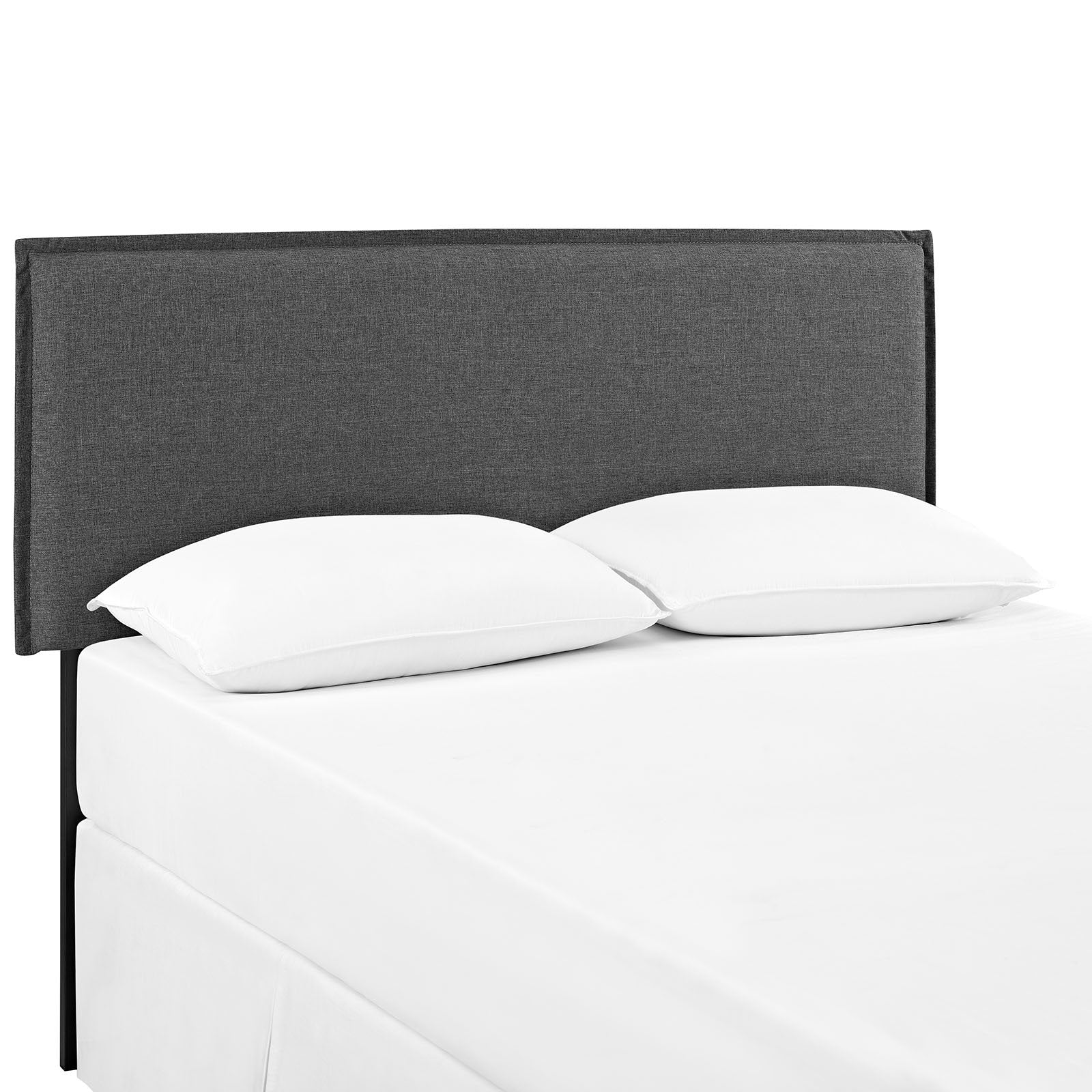 CasaFoyer  Camille Fabric Upholstered Full Headboard | French Seam Upholstery | Soft Linen Fabric | Solid Wood Frame | Adjustable Legs | Dense Foam Padding | Suitable for Full Beds | Gray