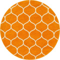 Unique Loom Trellis Frieze Collection Area Rug - Rounded (4 1 Round, Orange/ Ivory)