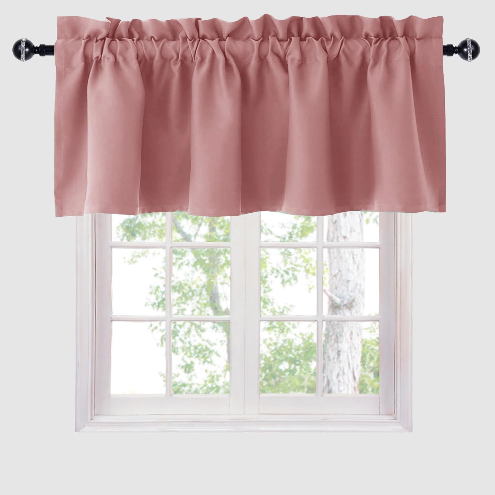 Hiasan Valance Curtains For Kitchen Blackout Thermal Insulated Solid Window Curtain Valance, Dusty Rose, 60 X 18 Inches, 1 Panel