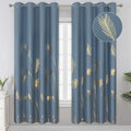 Estelar Textiler Stone Blue Blackout Curtains For Bedroom,Room Darkening Gold Palm Tree Pattern Curtains 72 Inches Long,Light Bl