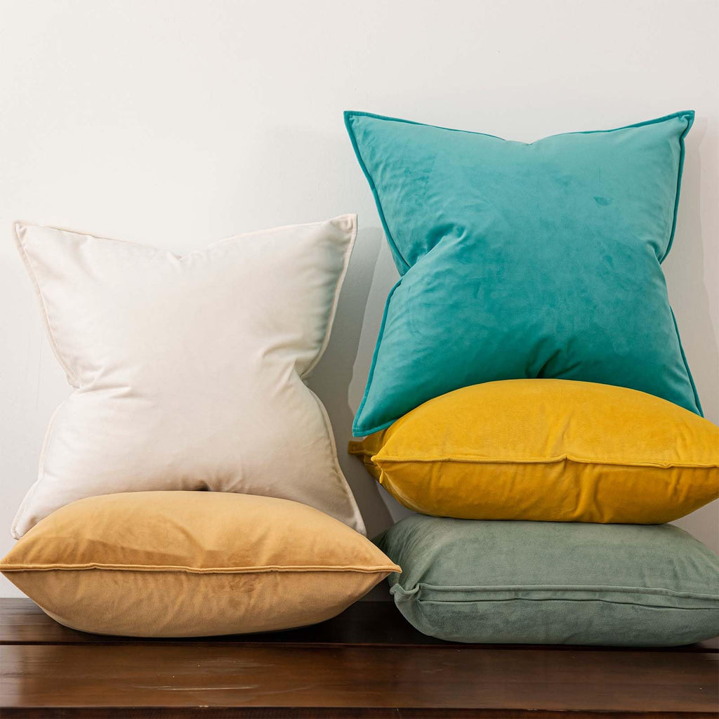 Juspurbet Cream White Decorative Velvet Throw Pillow Covers 22X22 Inch Set Of 2,Broadside Soft Cushion Case With Invisible Zippe