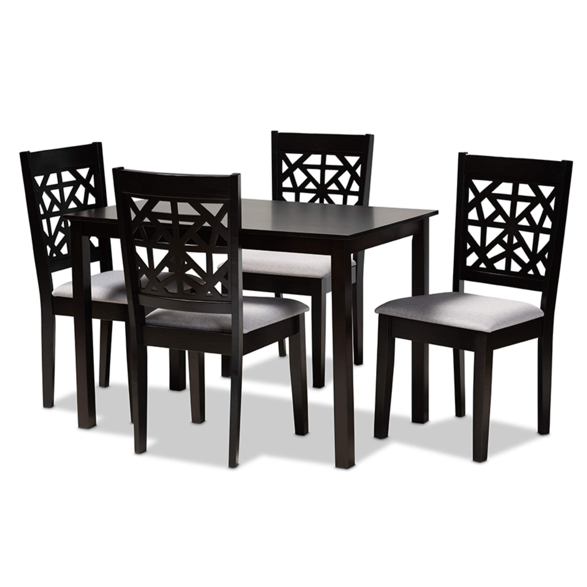 Baxton Studio Jackson Modern and Contemporary Grey Fabric Upholstered and Espresso Brown Finished Wood 5-Piece Dining Set