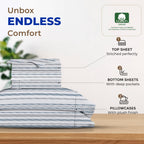 Thread Spread 100% Egyptian Cotton Printed Bed Sheets - 600 Thread Count 4 Pc California King Sheet Set, Hotel Luxury Bedsheets, 16' Deep Pocket Cooling Sheets For Cal King Size Bed - Dotted Stripe