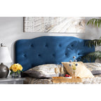 Baxton Studio Gregory Modern and Contemporary Navy Blue Velvet Fabric Upholstered King Size Headboard