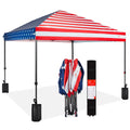 Best Choice Products 8x8ft Pop Up Canopy Tent, Outdoor Shade, 1 Person 1 Minute Set Up, Carry Case, 4 Weight Bags - American Fla