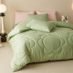 Luxlovery Sage Comforter Set Queen Sunflower Light Green Bedding Comforter Set Queen Size Boho Botanical Big Flowers Quilts Farm