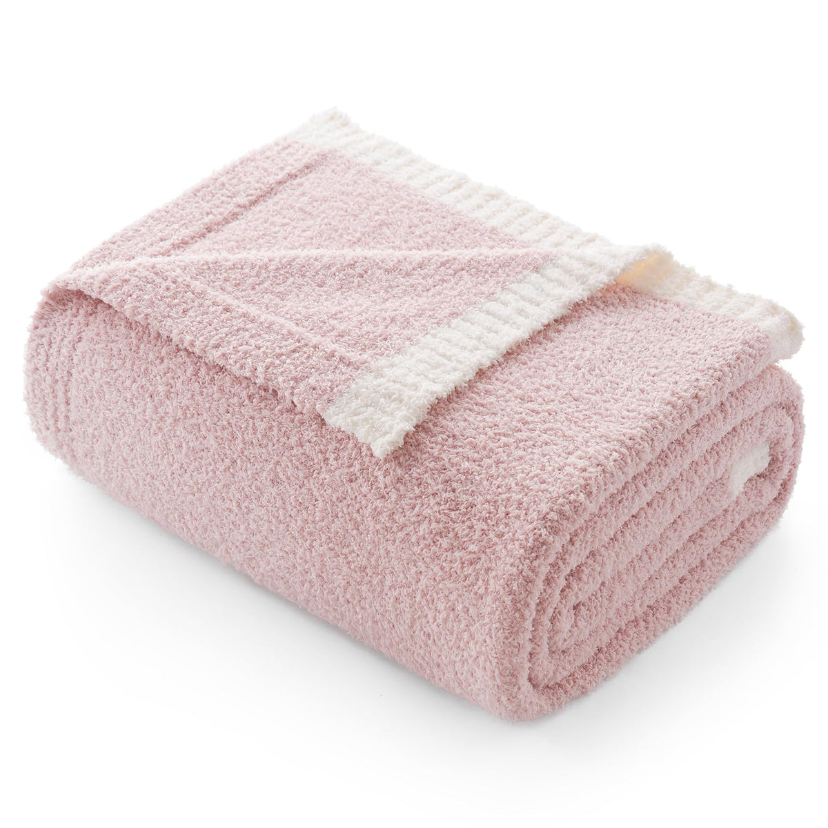 Snuggle Sac Ultra Soft Throw Blanket For Couch Bed Sofa 50X60 Inches, Reversible Pink Blanket Microfiber Fluffy Fuzzy Cozy Knit