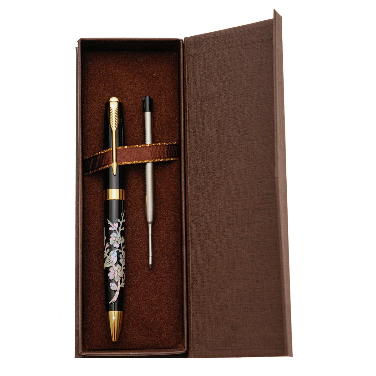 February Mountain Mother Of Pearl Ballpoint Pen, Retractable Ballpoint Pens, For Gift, Business, Office, 1.0Mm Medium Point Blac