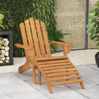 vidaXL Solid Acacia Wood Patio Recliner Chair with Foldable Design and Included Footrest for Comfort in Outdoor Spaces