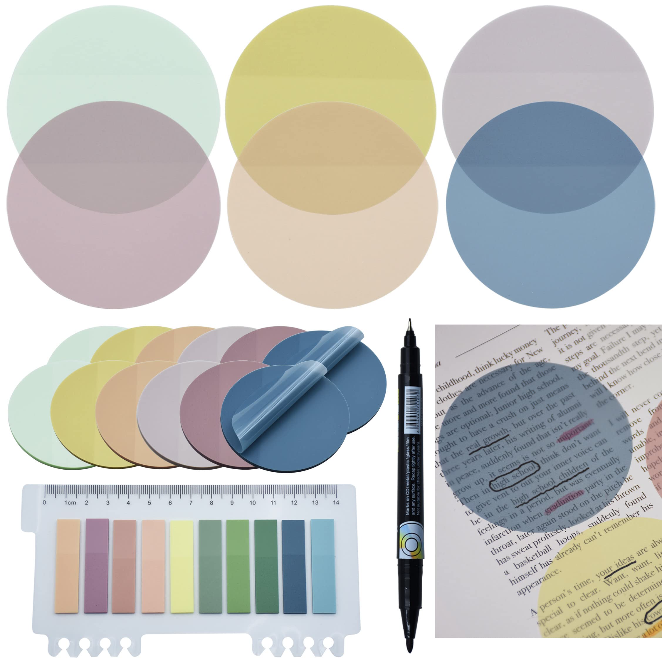 Youdeful 800Pcs Transparent Sticky Notes, 2.76 'X2.76 ' Clear Round Sticky Notes, Waterproof Translucent Sticky Note Pads For