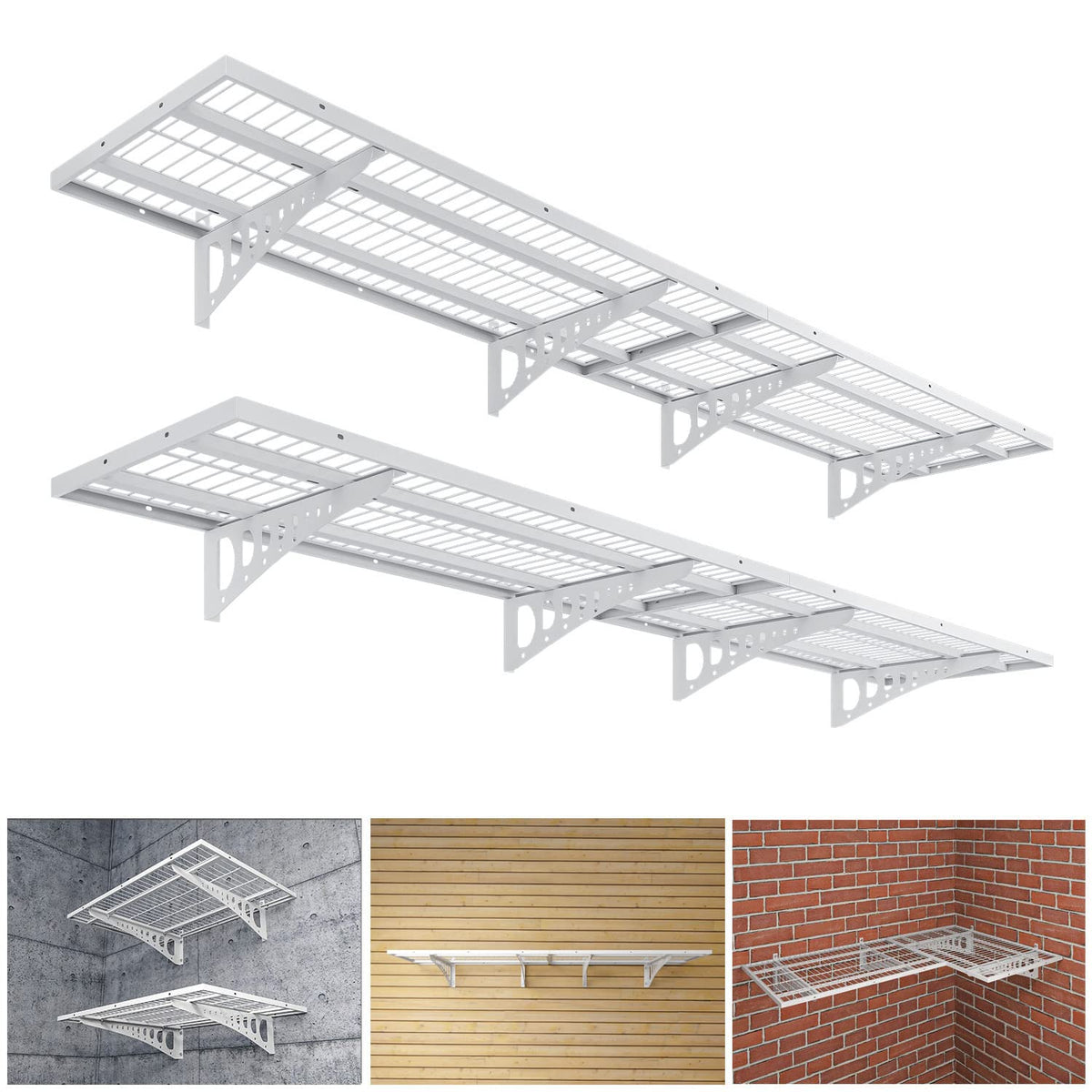 Dtrik Garage Storage Shelving Wall Mounted, 4 Pack 1.5X3.8Ft, Loads 1000 Lbs Heavy Duty Sturdy Shelves, Strong Garage Organiser,