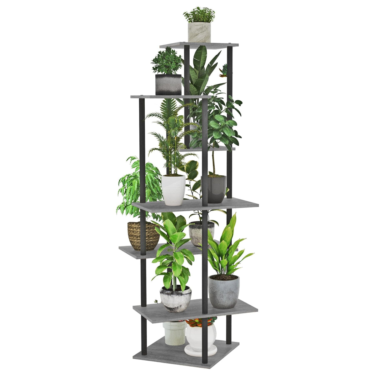 Jepreco 53' Tall Plant Stand Indoor, 7-Tier Modern Plant Shelf, Corner Flower Pot Holder Organizer For Living Room Balcony Pati