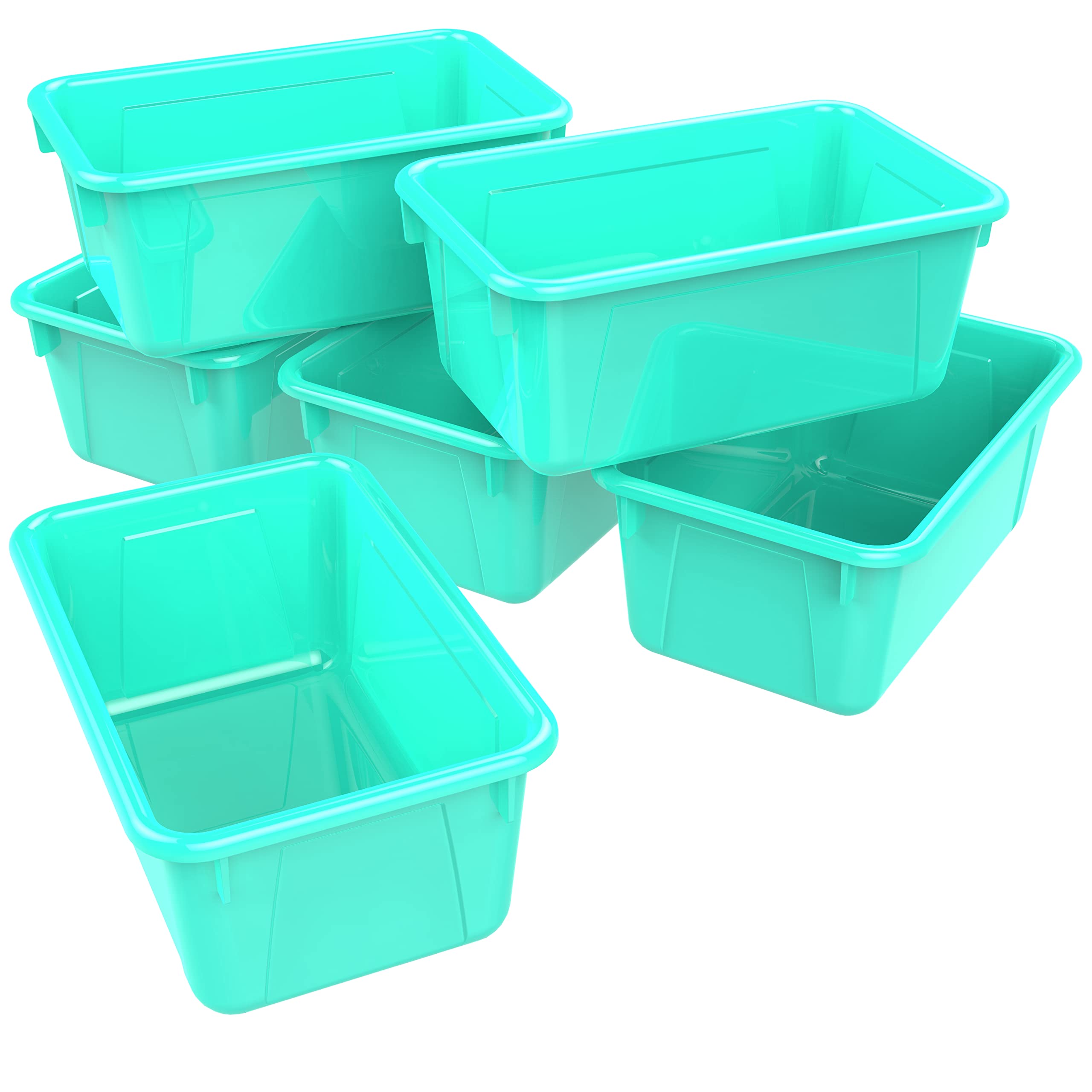 Storex Small Cubby Bins - Plastic Storage Containers For Classroom, 12.2 X 7.8 X 5.1 Inches, Class Teal, 5-Pack (62420A05C)