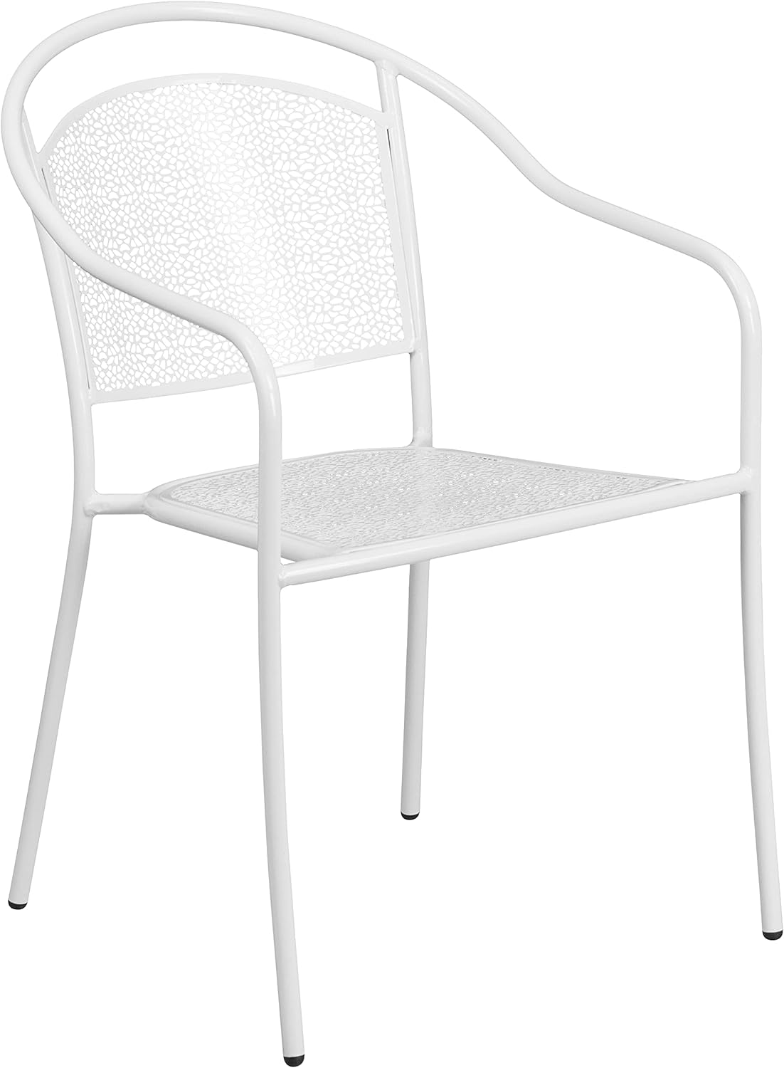 Commercial Grade 28 Square White Indoor-Outdoor Steel Patio Table Set with 2 Round Back Chairs