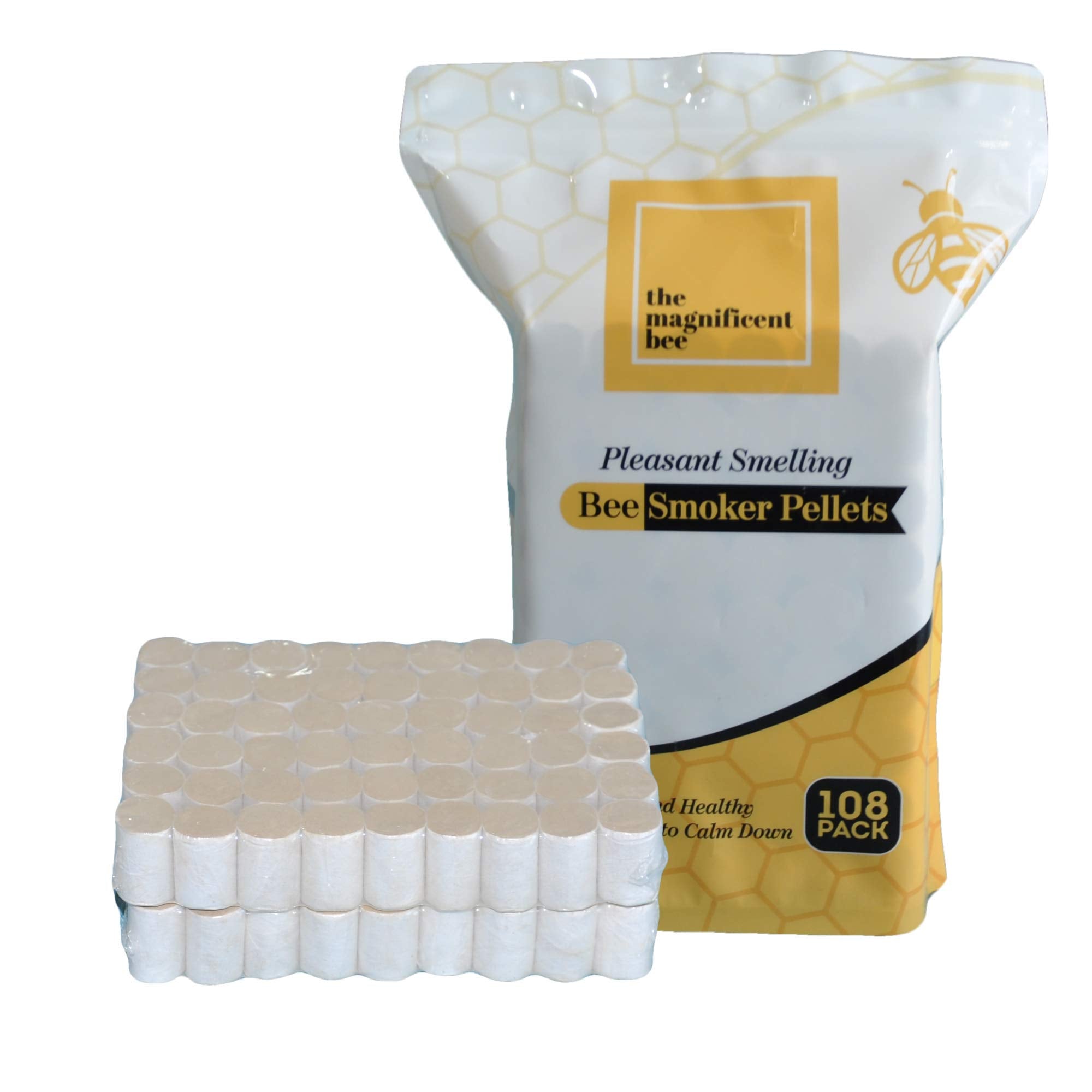 The Magnificent Bee Smoker Pellets, 108 Pack, Natural Hive Beekeeping And Beekeeper Accessories For Honey Bees, Clean And Natura