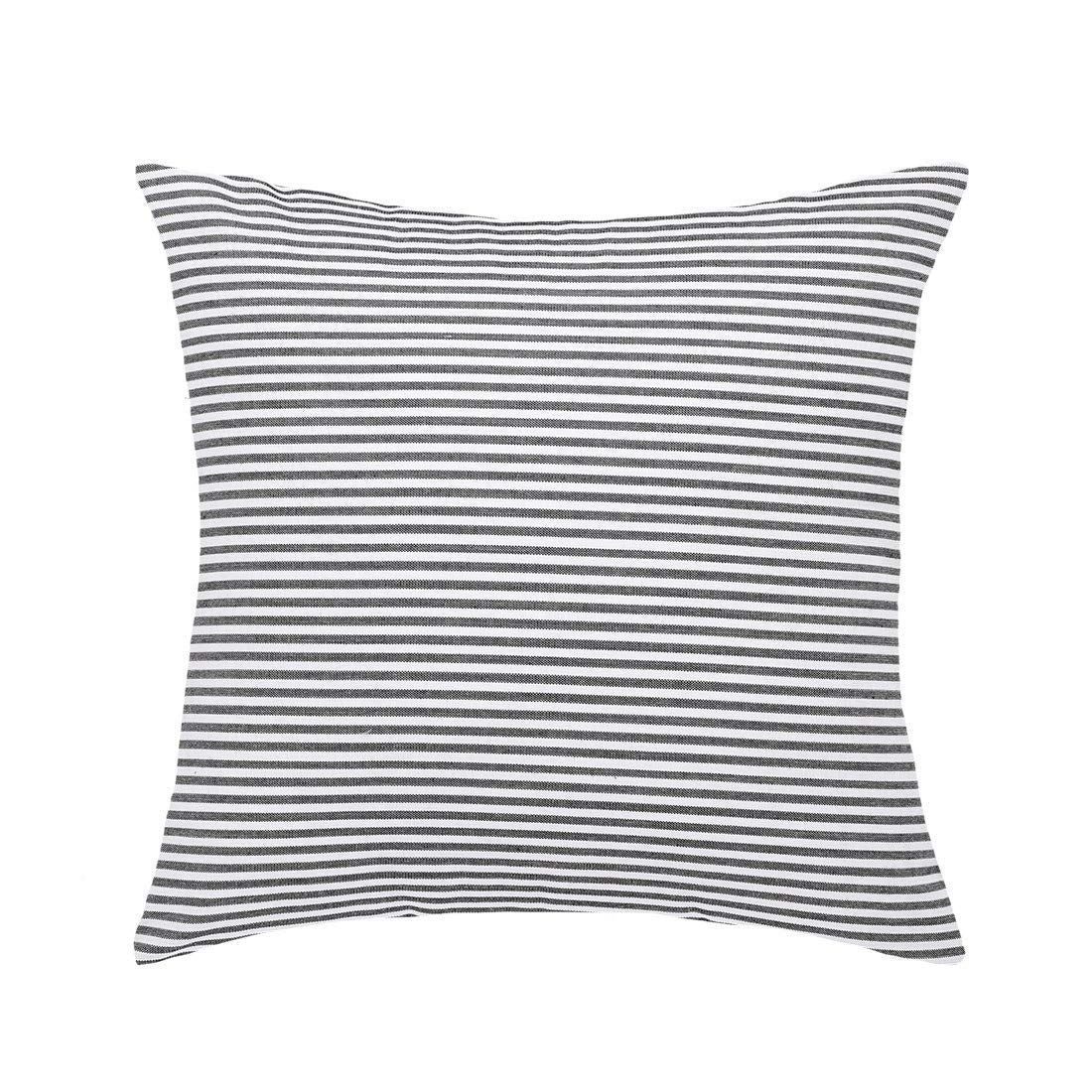 Uxcell Woven Striped Throw Pillow Covers Decorative Square Farmhouse Cushion Covers For Sofa Bedroom Car Chair Black And White 1