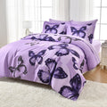 Artall Bed In A Bag Full/Queen Size 7 Pieces, Purple Big Butterfly Bedding Comforter Set All Season Bed Set With Comforter, Pill