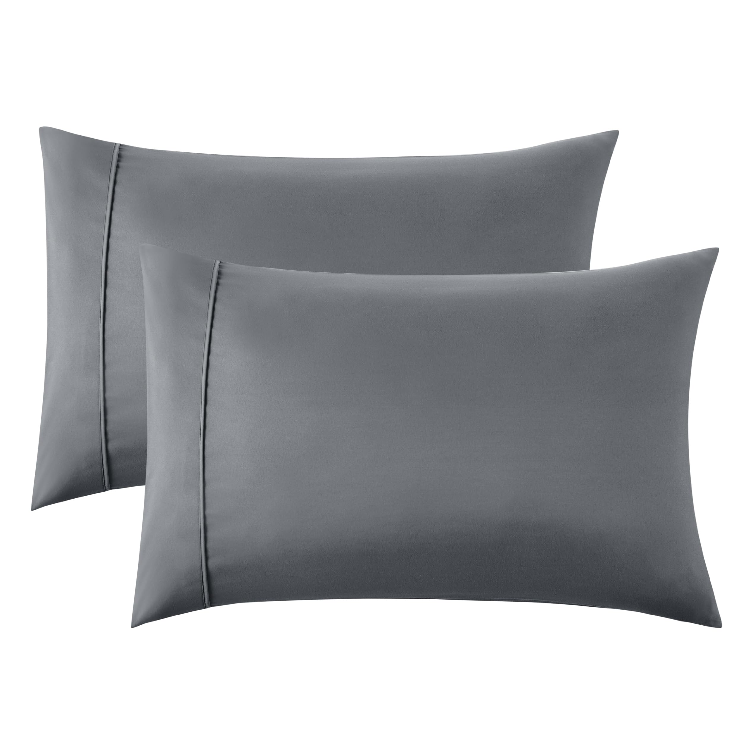 Bedsure Queen Pillow Cases Set Of 2 - Dark Grey Polyester Microfiber Pillowcase 2 Pack, Super Soft And Cozy Pillow Case Covers W