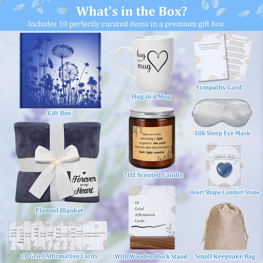 Condolences Gift Basket For Loss, Sympathy Gift Baskets, Bereavement Memorial Gifts For Funeral, Sorry For Your Loss Of Mom Dad