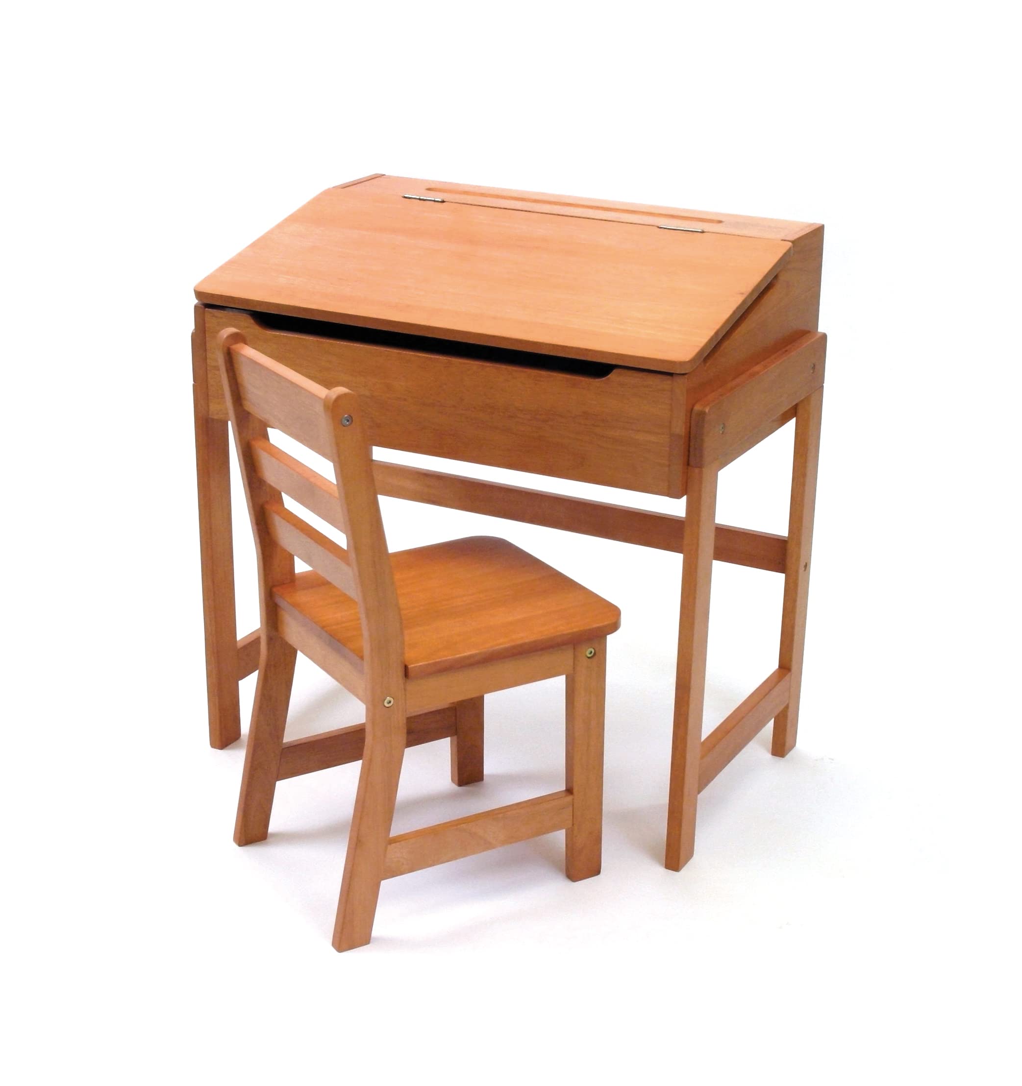 Lipper International Childs Slanted Top Desk & Chair, Pecan Finish
