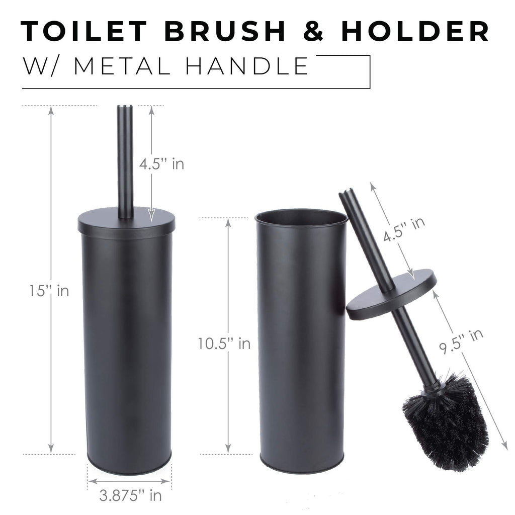 Js Jackson Supplies Sleek Toilet Brush And Holder With Metal Handle - Matte Black