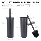 Js Jackson Supplies Sleek Toilet Brush And Holder With Metal Handle - Matte Black