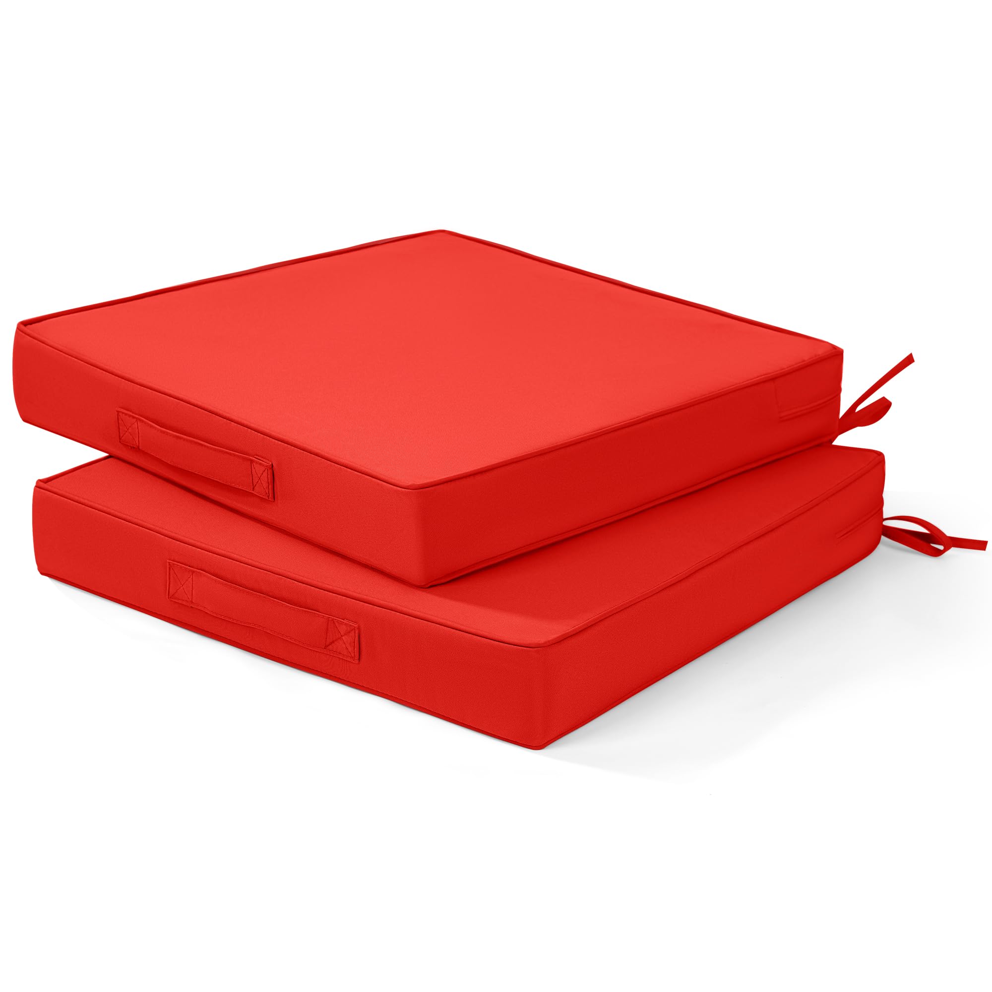 Mudilun Outdoor Chair Cushions Set Of 2 20X20X3 Inch Waterproof Patio Chair Cushions With Handle & Straps Outdoor Seat Cushions