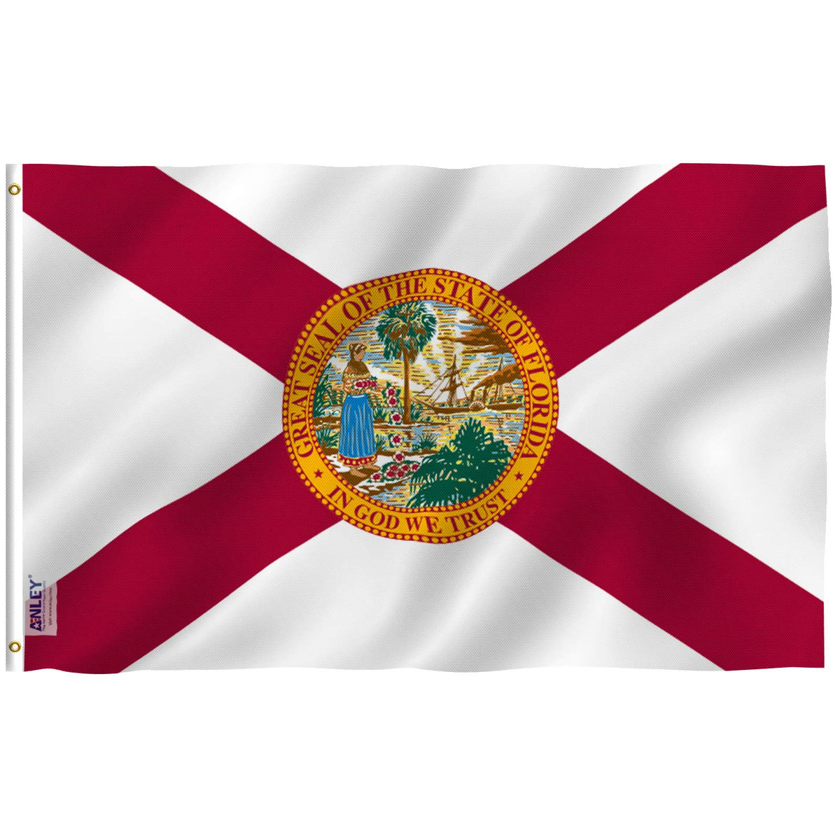 Anley Fly Breeze 3X5 Foot Florida State Polyester Flag - Vivid Color And Fade Proof - Canvas Header And Double Stitched - Fl Sta