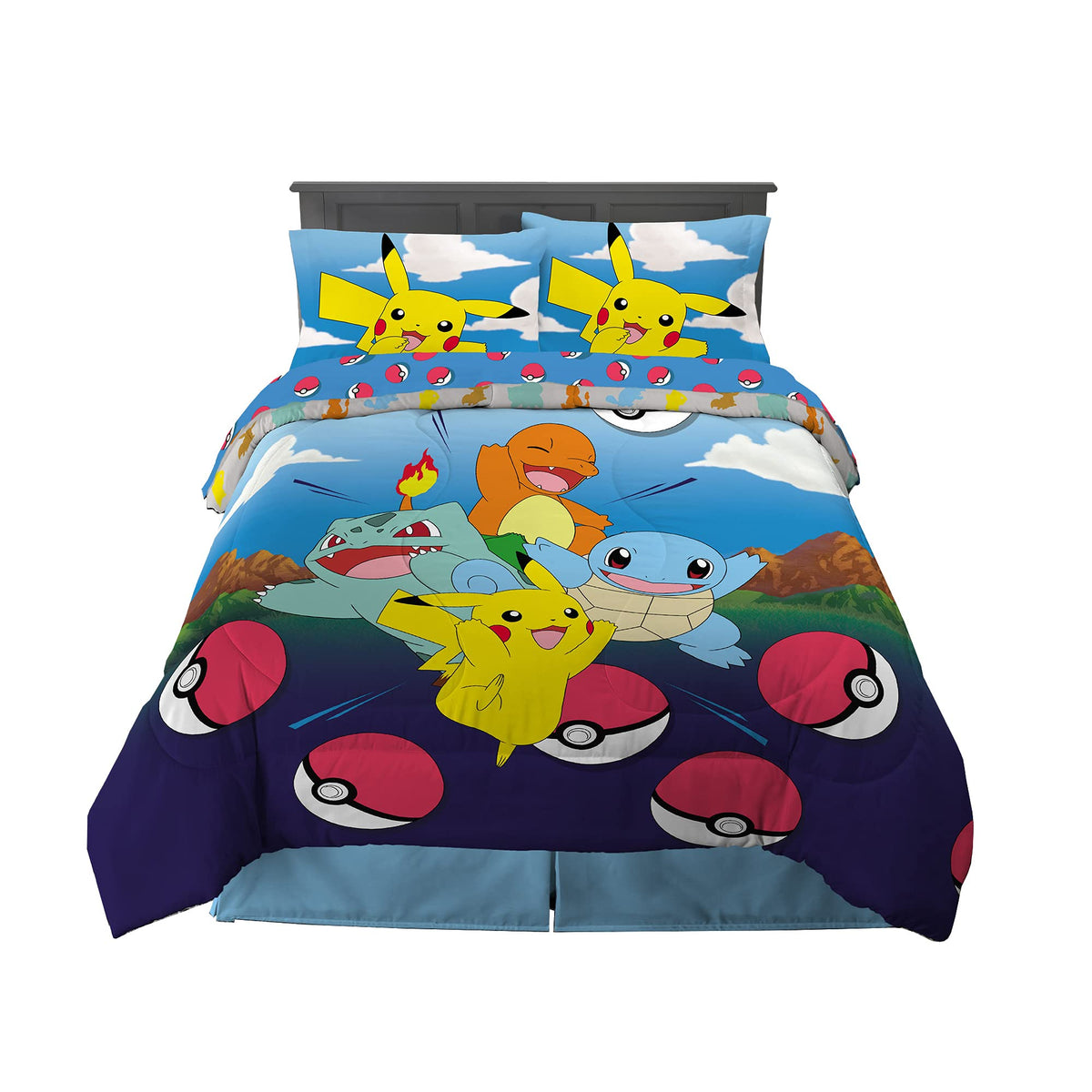 Franco Kids Bedding Super Soft Comforter And Sheet Set, 5 Piece Full Size, Pokemon