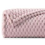 Bedelite Fleece Throw Blanket For Couch & Bed - 3D Jacquard Decorative Lotus Pink Blanket, Super Soft And Cozy Warm Fuzzy Blanke