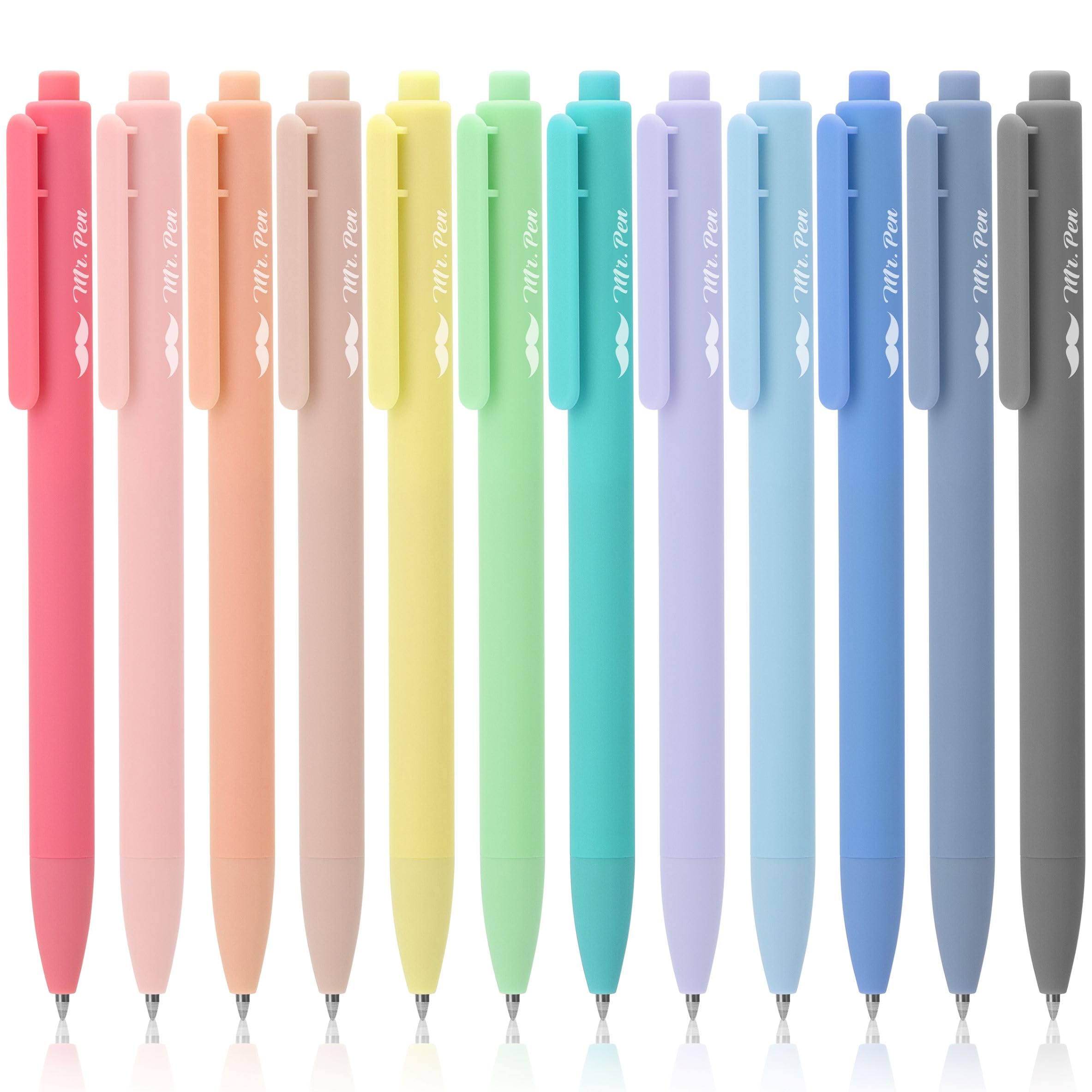 Mr. Pen- Retractable Gel Pens, 12 Pack, Fast Dry, Gel Pens Fine Point 0.7Mm, Retractable Pens, Cute Pens, Gel Ink Pens, Aestheti