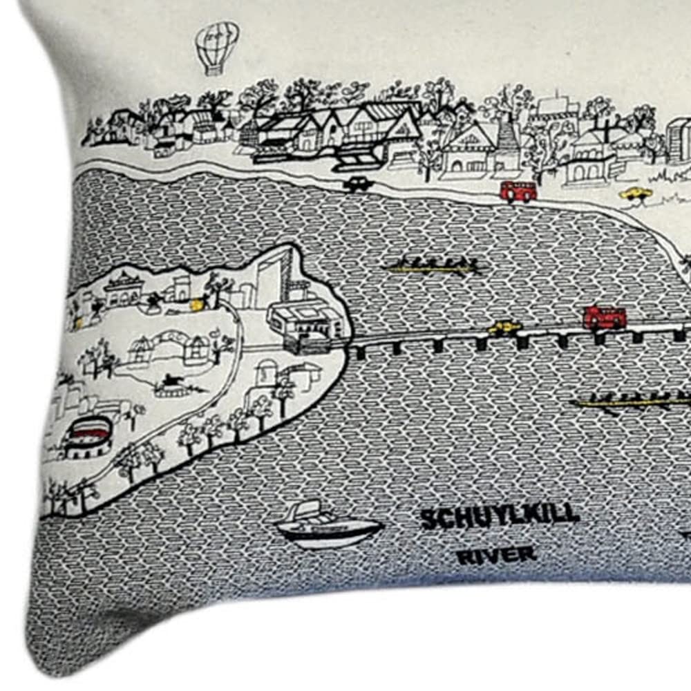 HomeRoots Cream 45' White Philadelphia Daylight Skyline Lumbar Decorative Pillow
