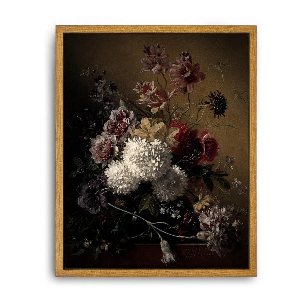 Roslynity Framed Canvas Wall Art Vintage Print Oil Paintings Moody Flowers Still Life Floral Botanical Nature Country Retro Aest
