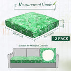 Newwiee 12 Pcs Patio Stretch Sofa Cushion Covers Outdoor Cushion Cover Replacement Couch Slipcover Sofa Seat Cover Flexibility Chair Cushion Cover Porch Patio Furniture Protector (Green,Monstera)