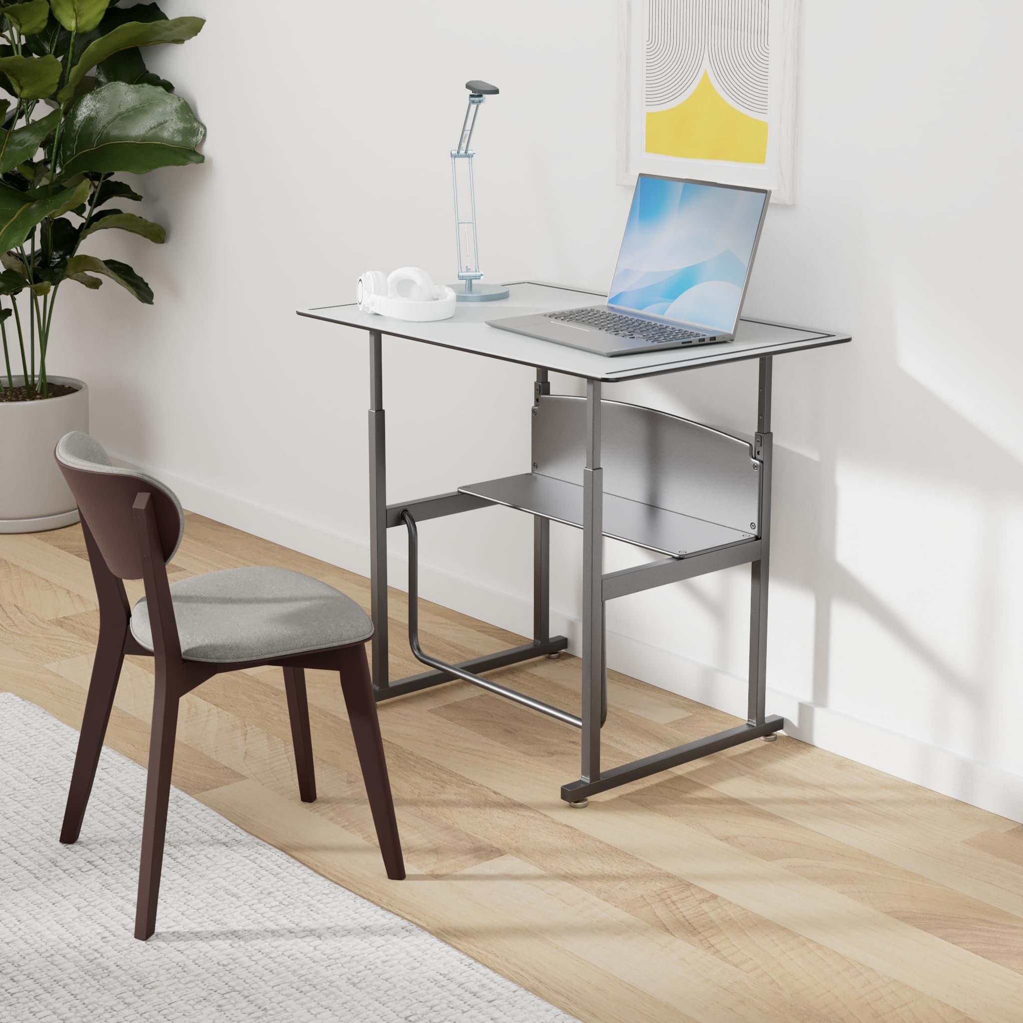 Safco AlphaBetter Adjustable-Height Desk for Active Learning for Students in Grades 3 to 12 with Swinging Pendulum Footrest, Fidget Bar, Dry Erase Desktop