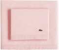 Lacoste 100% Cotton Percale Sheet Set, Solid, Iced Pink, 4 Pieces, Queen