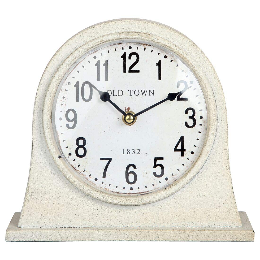 Lilys Home Antique Inspired Farmhouse Desk Or Mantel Clock, Battery Powered, Metal Body, Ivory