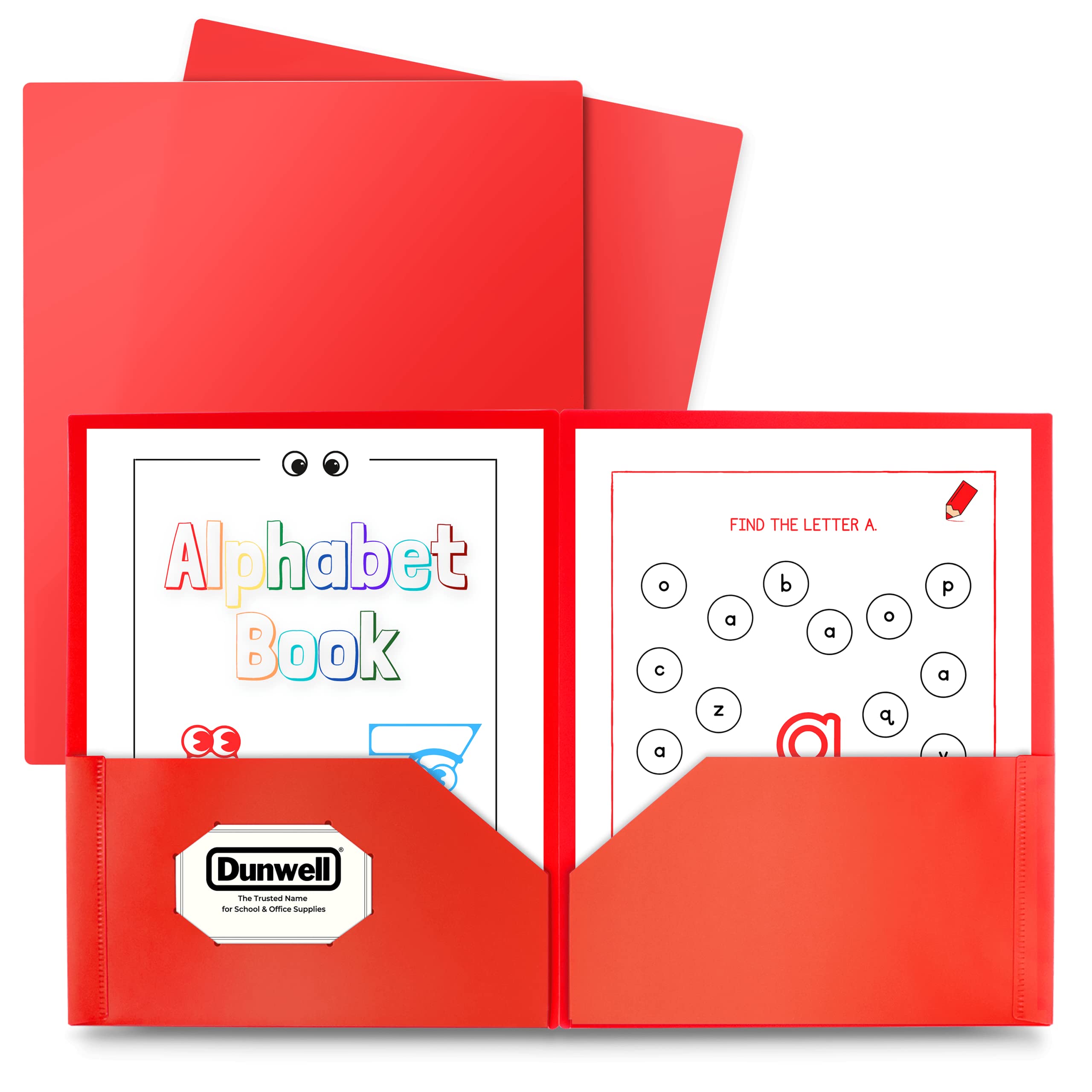 Dunwell Plastic Folders With Pockets - (Red, 3 Pack), 2 Pocket Poly Folders For School, Home Or Office, Durable Heavy Duty File